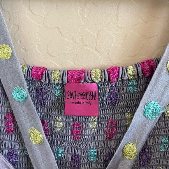 Vintage Save the Queen Jean Paul Gaultier Embroidered Spot Drape Scarf Dress S - Picture 7 of 8